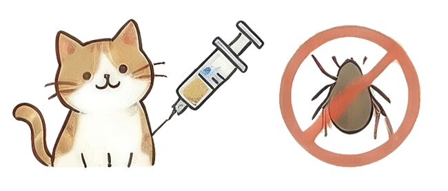 猫に予防注射をする様子のイラスト画像