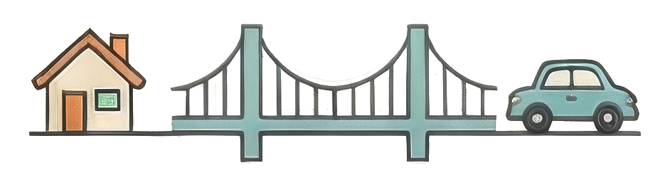自家用車で家から外出する様子のイラスト