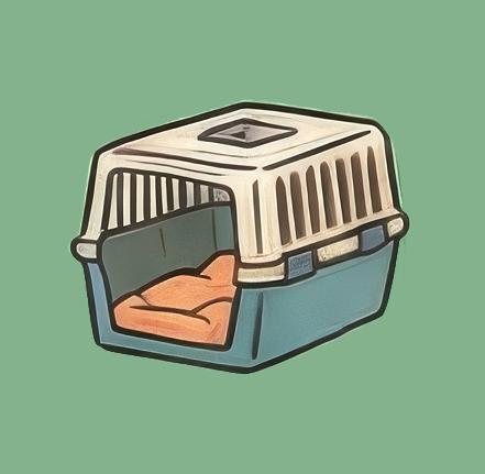 クレートやキャリーを「安心できる場所」にする様子のイラスト